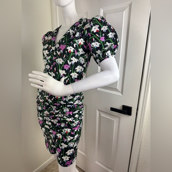 VERONICA BEARD Janis Ruched Floral-Print Dress Size 0. - Picture 3 of 16